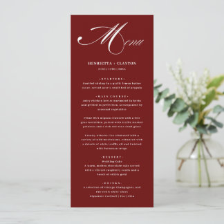 Eterno Elegance Burgundy Wedding Menu