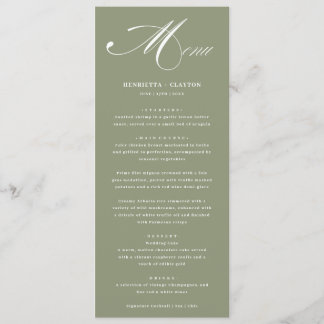 Eterno Elegance Sage Green Wedding Menu