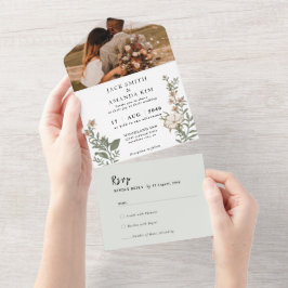 Eterno Flor convite para casamento RSVP tudo em um