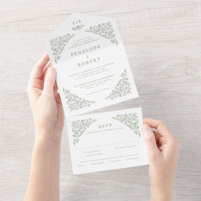Eterno Floral Simples Sage Casamento Verde (Tearaway)
