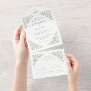 Eterno Floral Simples Sage Casamento Verde