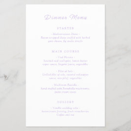 Eterno Lilac Menu de Casamento de Orçamento Clássi