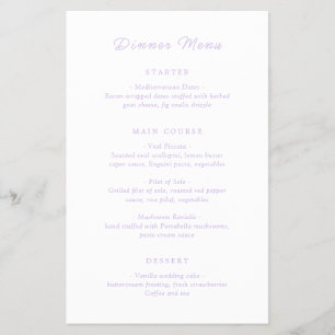 Eterno Lilac Menu de Casamento de Orçamento Clássi