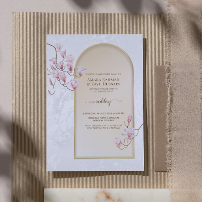 Eterno Magnolia Convite De Casamento | Aquarela (Criador carregado)