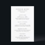 Eterno Preto e Branco Elegante Menu<br><div class="desc">Menus modernos de casamento com um simples design com um roteiro elegante e fontes serif.</div>