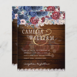Eterno Rustic Blue Burgundy Floral Lace Casamento