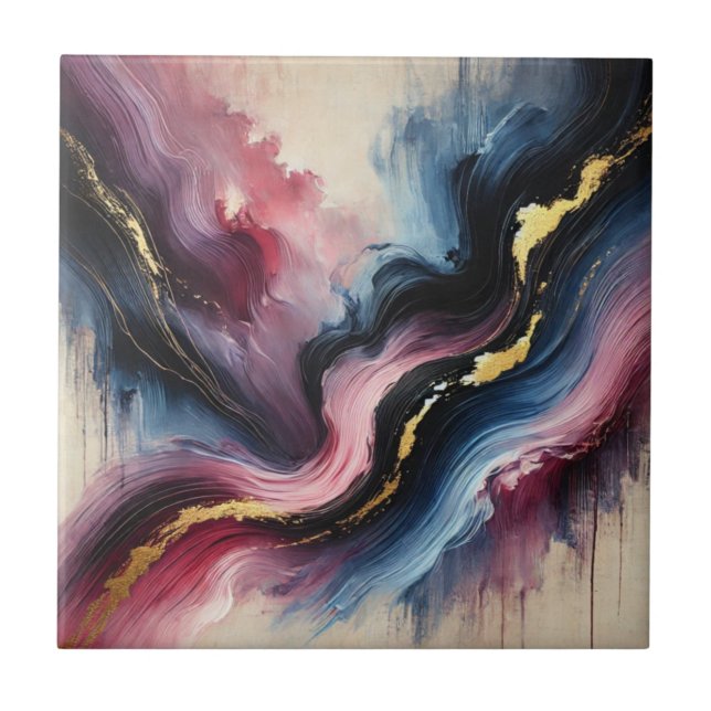 Ethereal Flow – Elegant Abstract Art Ceramic Tile (Frente)