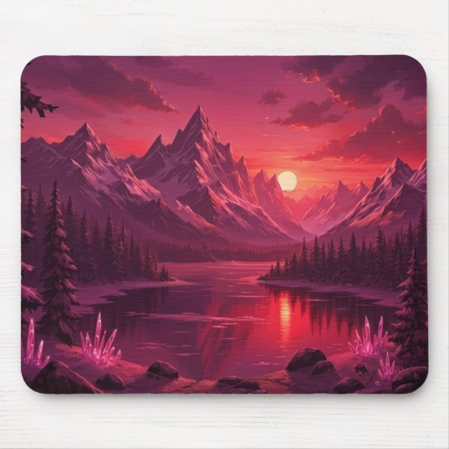 Ethereal Mountain Sunset Mouse Pad - Pink Crystal  (Frente)