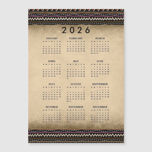 Ethnic Tribal Stripes 2026 Magnetic Card (Frente)