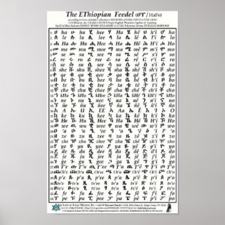Etiópia Fidel Feedel Alphabet Amharic Poster