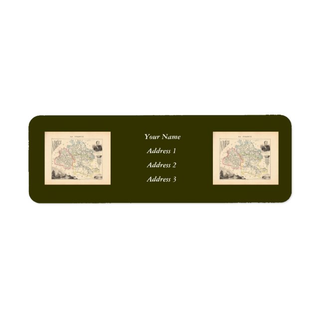 Etiqueta 1858 Mapa do Departamento de Ariege, França (Frente)