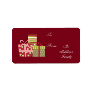 Etiqueta 1,25 XMAS " x2.75" vermelhos apresentam a vara no