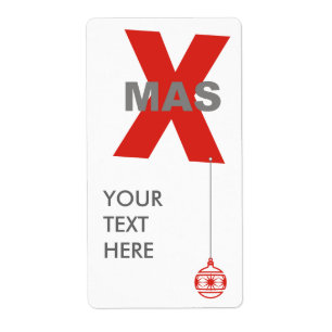 Etiqueta 1 Natal com Ornamento de Árvore de Natal + seu tex