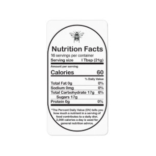 Etiqueta 2020 Rótulo Oval de Fatos Nutricionais de Abelhas