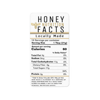 Etiqueta 2021 Mais Recente Nutrição de Mel Branca com Abelh