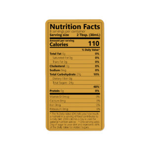 Etiqueta 2021 Maple Syrup Nutrition Facts Satin Dourado Lab