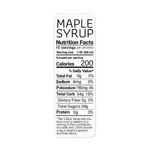 Etiqueta 2021 Return Address Maple Syrup Nutrition White