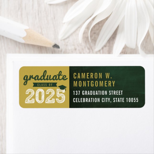 Etiqueta 2024 Chalkboard Sketch Modern Graduation Address (Insitu)