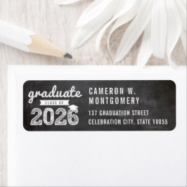 Etiqueta 2025 Chalkboard Sketch Modern Graduation Address