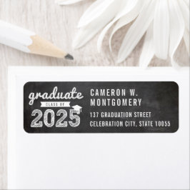 Etiqueta 2025 Chalkboard Sketch Modern Graduation Address