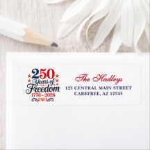 250th Anniversary Freedom Return Address Label