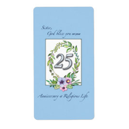 Etiqueta 25 aniversário da Católica Nun Wreath e Silver