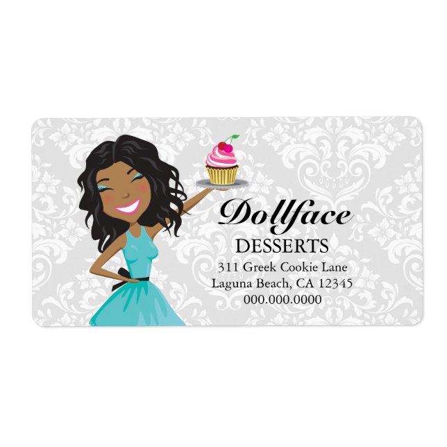 Etiqueta 311 Desserts Dollface Box Blue Ebonie Damask (Frente)