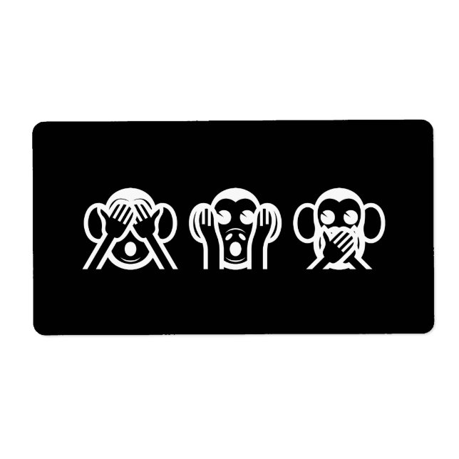 Etiqueta 3 Macacos Sábios Emoji (Frente)