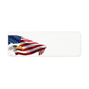 Etiqueta 4 de julho bandeira americana e Eagle