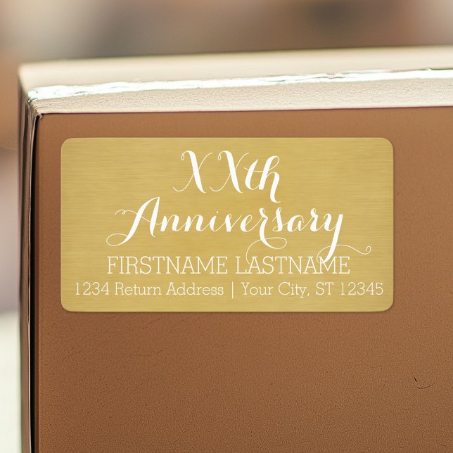 Etiqueta 50º ou Outro Aniversário de Casamento Personalizad (Custom Shipping Label with Return Address)