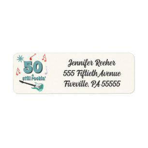 Etiqueta 50 & Ainda Rockin' Retro Music Themed Address