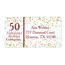 50 e Fabuloso aniversário Borgonha e Dourado