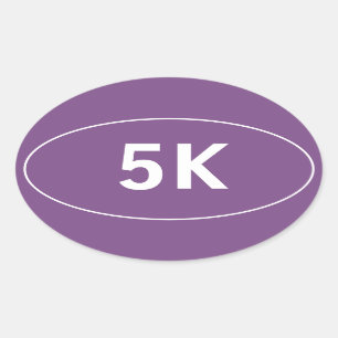 etiqueta 5K oval roxa funcionada caminhada