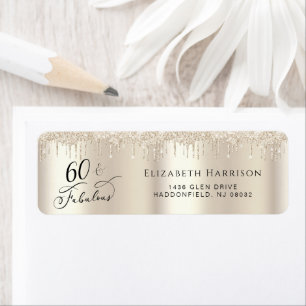 Etiqueta 60 Fabulosos Aniversários - Champanhe Dourado
