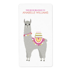 Etiqueta A alpaca adorável personalizada caçoa o Bookplat