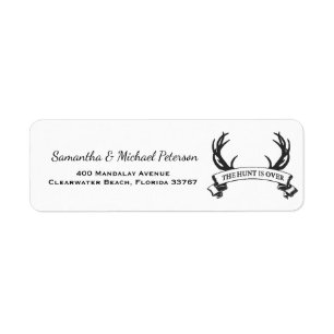 Etiqueta "A Caça Acabou" Antler Rustic Casamento Personaliz