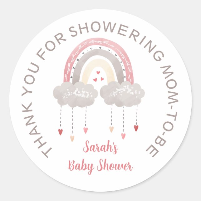 Etiqueta a favor do Chá de fraldas Bohemian Rainbo (Frente)