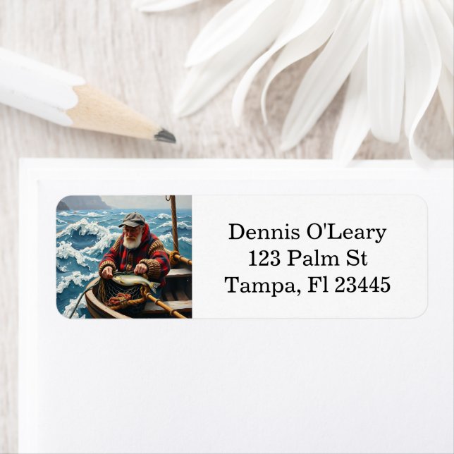 Etiqueta A Fisherman on a Boat in the Ocean (Insitu)