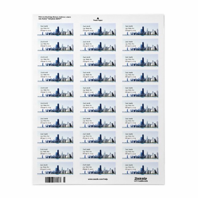 Etiqueta A foto iluminada do horizonte de Chicago (Folha completa)