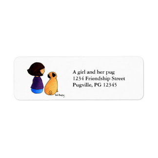 Etiqueta A Girl and Her Pug (versão morena)