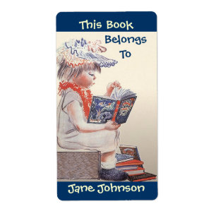 Etiqueta A leitura da menina do vintage dos Bookplates