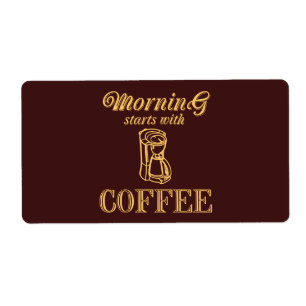 Etiqueta A manhã começa com o café