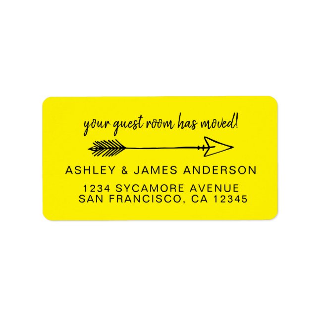 Etiqueta A Sala de Convidados Moveu Novo Endereço Amarelo B (Frente)