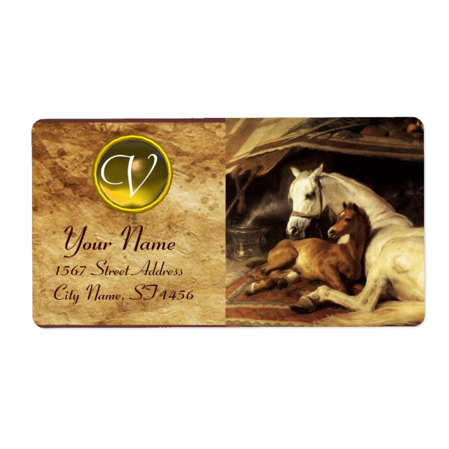 Etiqueta A TENDA ÁRABE COM CAVALOS MONOGRAMAS amarelo-acast (Frente)