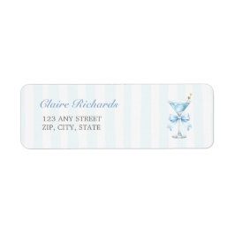 Etiqueta A Tini One Blue Stripes Baby Shower Return Address