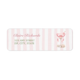 Etiqueta A Tini One Pink Stripes Baby Shower Return Address