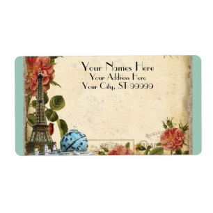 Etiqueta A torre Eiffel do vintage do Aqua aumentou