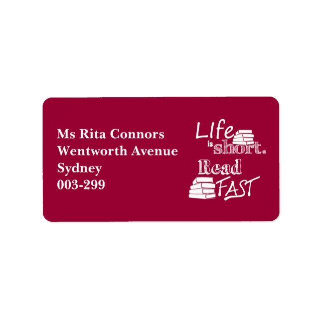 Etiqueta A vida é curta, lida rapidamente (Frente)