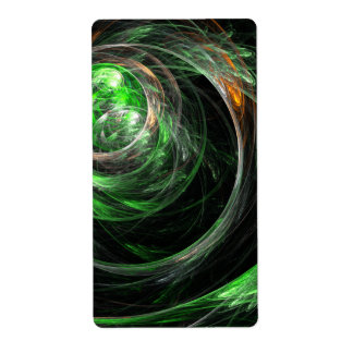Etiqueta À volta do Mundo Fractal Abstrato de Arte Verde