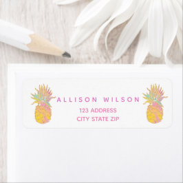 Etiqueta Abacaxi em Pinks Amarelo e Dourado